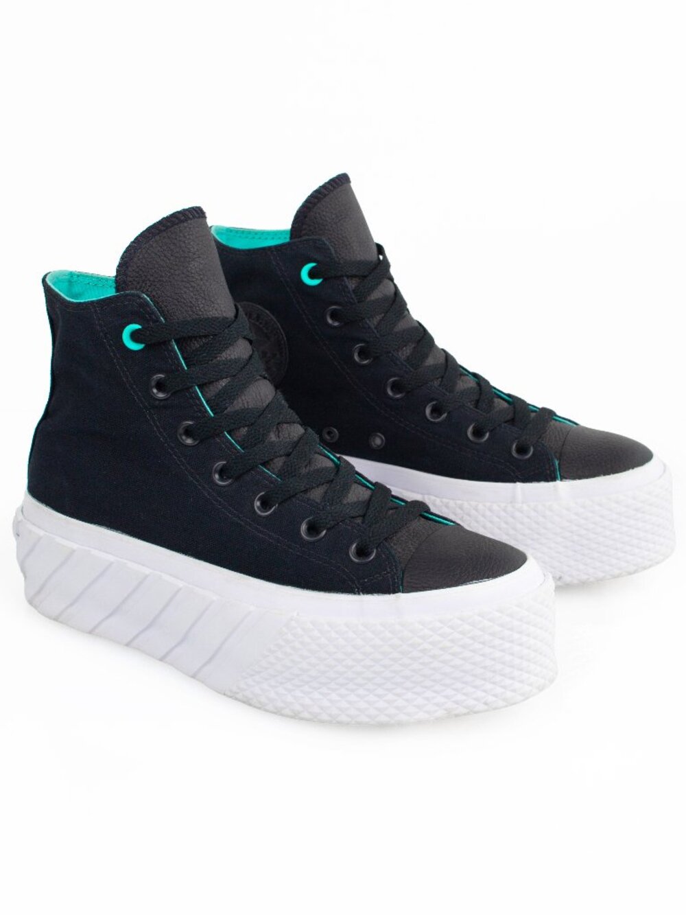 Converse All Star Lift 2X Surface Fusion Black Aqua Platform High Tops Sz 8